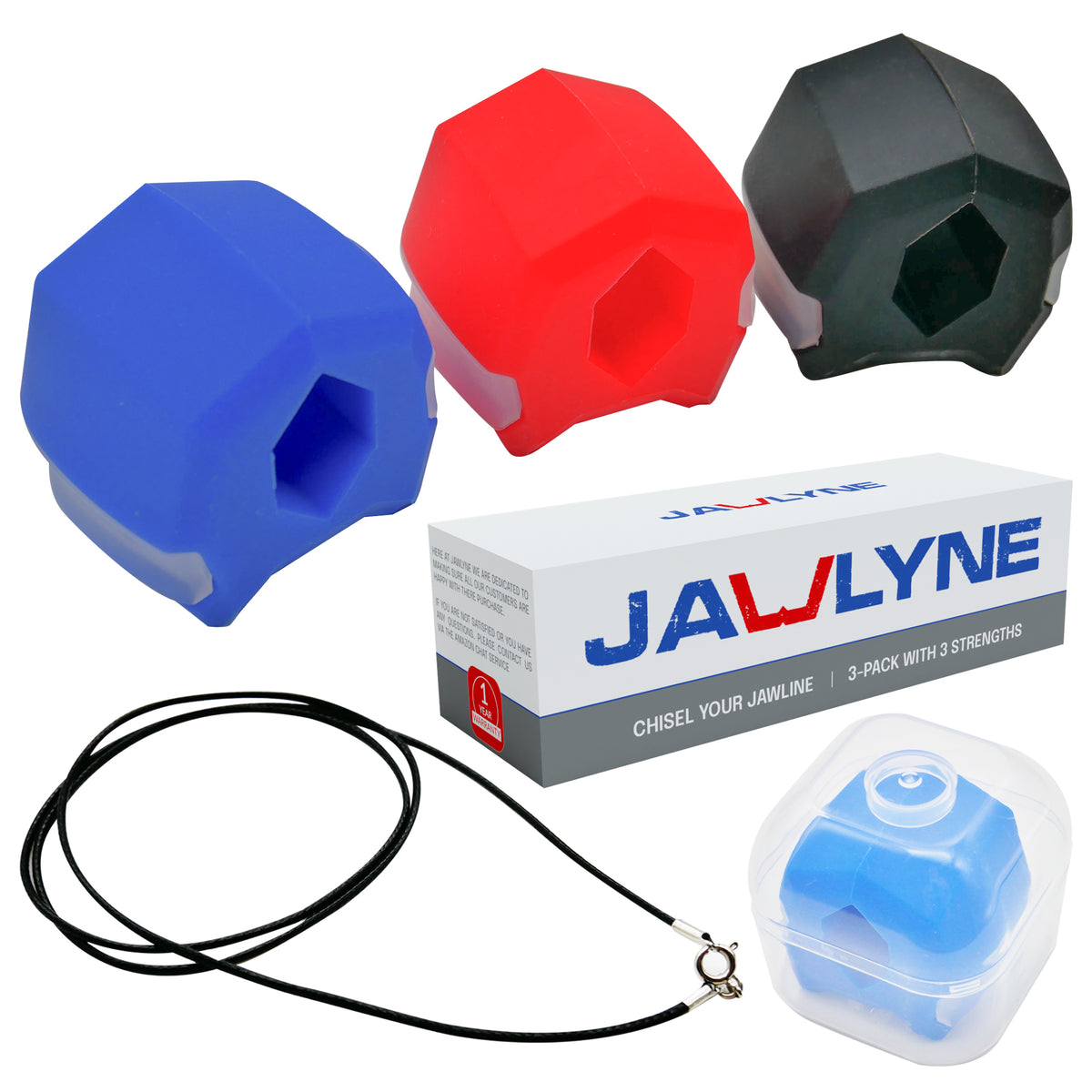 Jawlyne™Exerciser - Neck and Jawline exerciser, Double Chin Reducer and Face Strengthener ball - 3 Pack with 3 Strengths Jaw Trainer